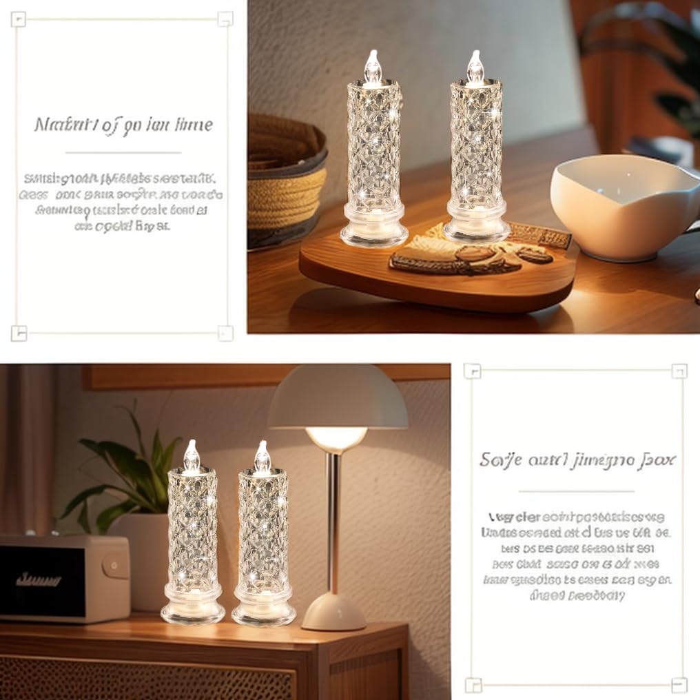 SupBri Rose Shadow LED Flameless Candles, 6PCS Romantic Battery Operated Candles Led Pillar Candles for Valentines Anniversary Wedding Christmas Decorations(White, D 2.5" x H 7.2")