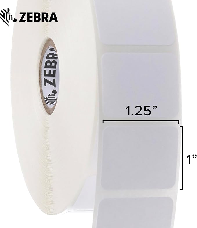 Zebra 1.25 x 1 in Direct Thermal Paper Labels Z-Perform 2000D Permanent Adhesive Shipping Labels 1 in Core 6 rolls 10031633SP