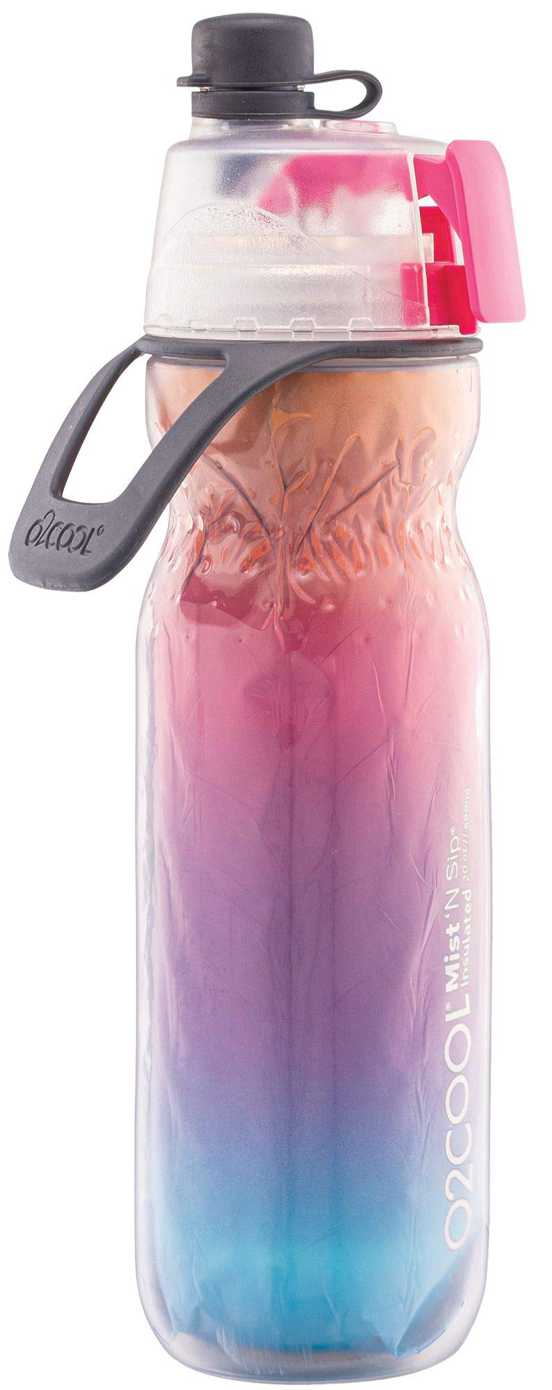 O2COOL Mist N Sip 20 oz Misting Reusable Sports Water Bottle Red Ombre