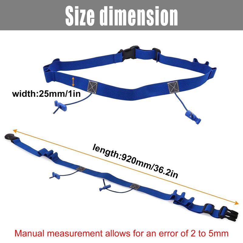 GDFYMI 2Pcs Race Number Belt Race Bib Belts with 6 Energy Gel Loops for Marathon Triathalon Running No Safety Pins Required (Black/Blue)