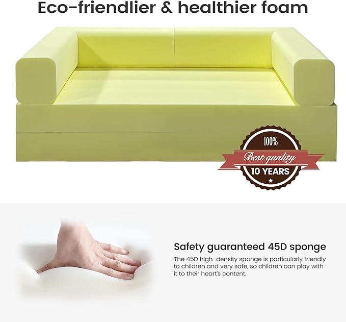 Folding Sofa Bed Convertable Corduroy Couch King Size Floor Sleeper 4-in-1 DIY Combination Modular Sofa Fold Out Futon Lounge Comfy Foldable Lazy cama for Living Room (Orange)