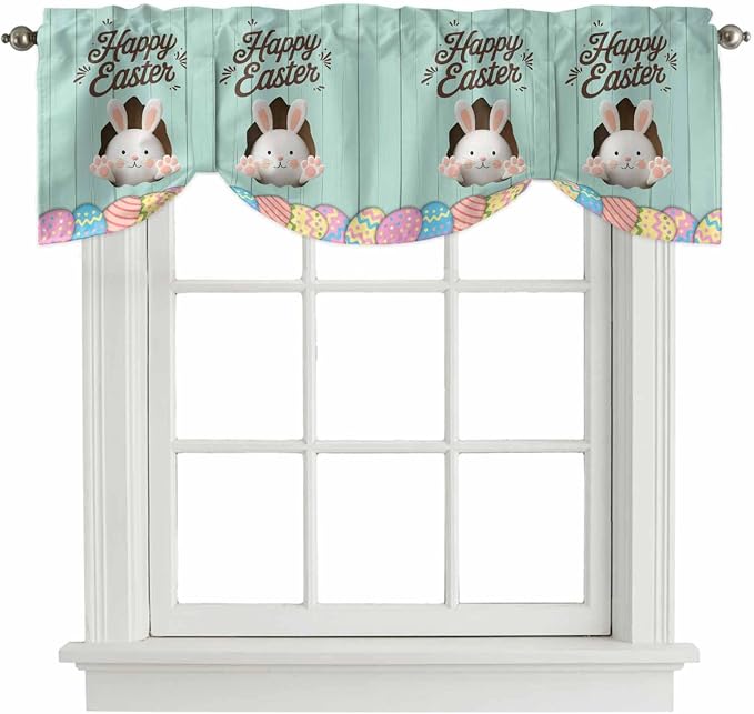 Green Easter Tie Up Valance Curtains