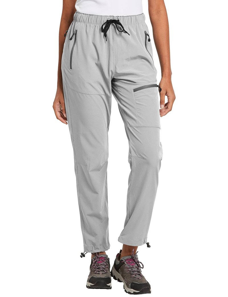 baleaf Travel Pants Women Hiking Long Tall Lightweight Quick Dry Water Resistant Cargo Pants 31'' Cool Gray Size S