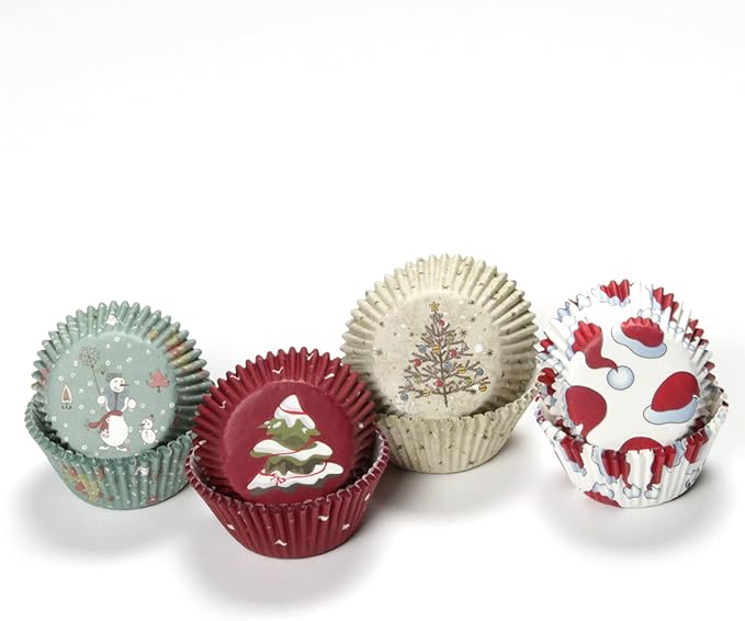 Chef Craft Paper Patterned Christmas Cupcake Liner Set, 200 Count, Multicolor