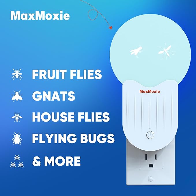 Flying Insect Trap, Fly Bug Zapper Pest Light Trap for Mosquito, Fruit Flies, Gnats, Moths, Attractant Bug Catcher for Home (2 Plug + 10 Refills)