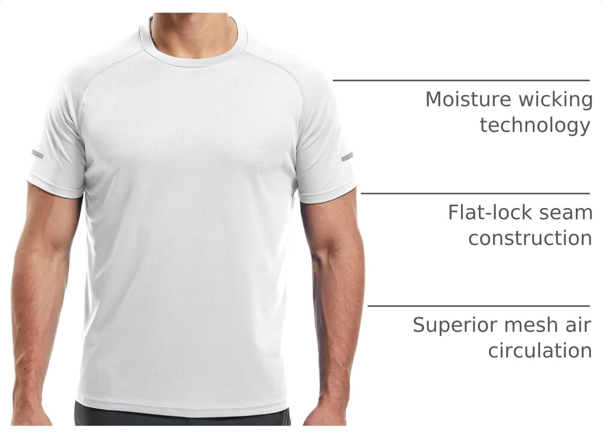 frueo Men’s 3 Pack Gym T-Shirt Workout Shirts,520,Black Gray White,L
