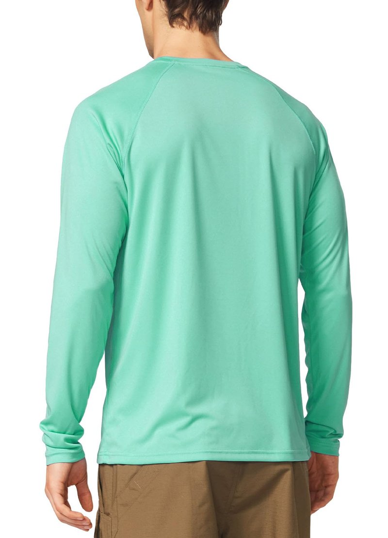 baleaf Mens UPF 50+ Sun Protection Shirts Long Sleeve Rash Guard, Quick Dry 4-Way Stretch for Fishing Swimming Surfing 02-Beach Glass 3XL