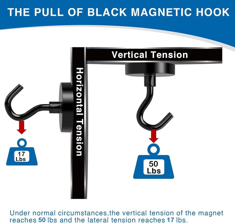 LOVIMAG Magnetic Hooks, 50lbs+ Magnets Hook 2026 Cruise Cabin Ship Essentials Heavy Duty Black Strong Magnet Refrigerator Fridge Hanging for Classroom Beach Vacation Kitchen Grills Home 12 Pack