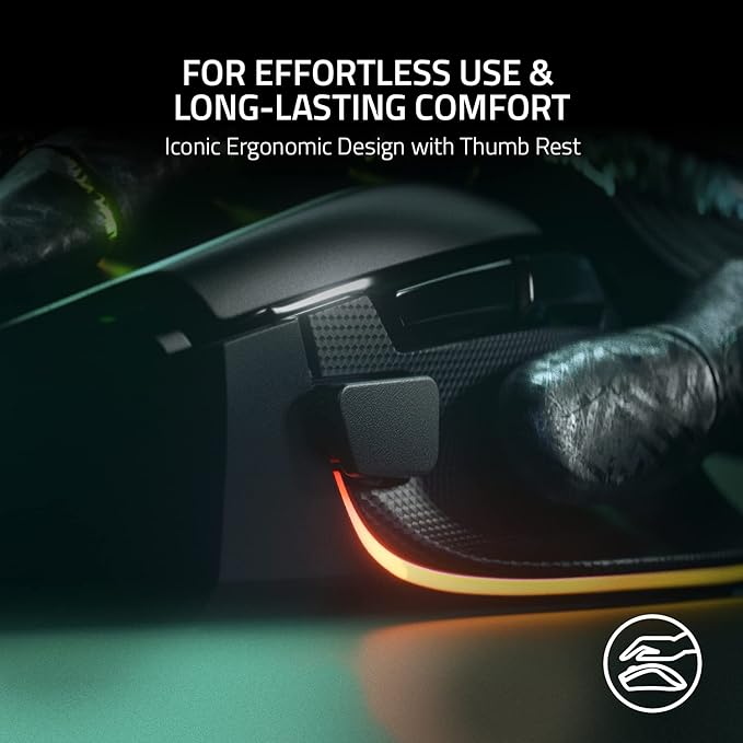 Razer Basilisk V3 Customizable Ergonomic Gaming Mouse: Fastest Gaming Mouse Switch - Chroma RGB Lighting - 26K DPI Optical Sensor - 11 Programmable Buttons - HyperScroll Tilt Wheel - Classic Black