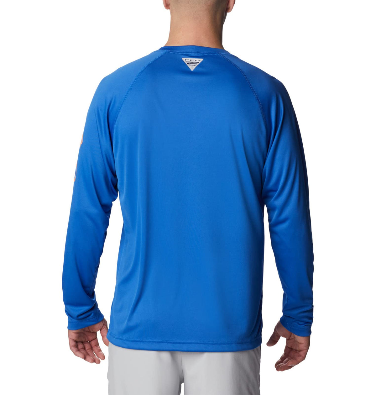 Columbia Men's Terminal Tackle Long Sleeve Fishing Shirt, Vivid Blue/Bright Nectar Logo, 4X