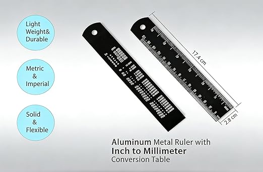 2-Pack 6 Inch Metal Ruler Set, 150mm Straight Edge Rule - Dual Scale Metric & Imperial, Laser Engraved Edge-to-Edge Measuring for School, Crafting, Geometry & Gifts