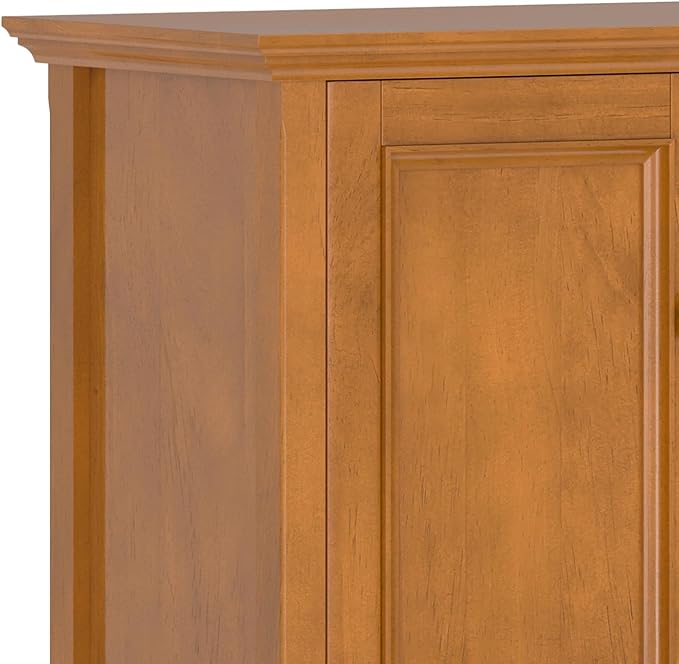 SIMPLIHOME Amherst Storage Cabinet - 66 inch Wide Solid Wood 4-Shelf Sideboard Cabinet in Light Golden Brown, Transitional Buffet for Living Room or Dining Room with 4 Doors and Adjustable Shelves