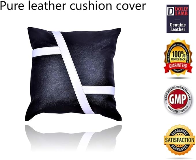 D DOLLY LAMB Lambskin Leather Pillow Cover - Sofa Cushion Case - Decorative Throw Covers for Living Room & Bedroom, 16x16 Inches - Blue Pack of 1
