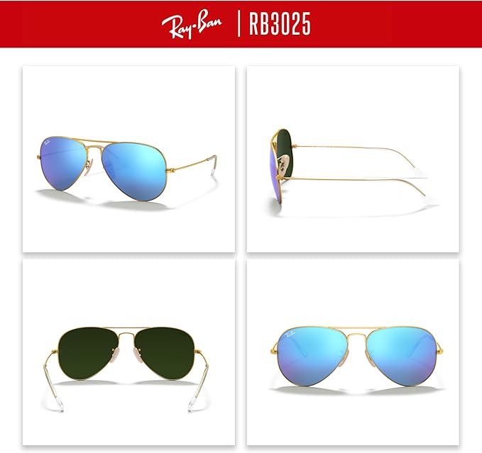 Ray-Ban RB3025 Metal Aviator Sunglasses For Men For Women +BUNDLE with ACCESSORY EYEWEAR KIT