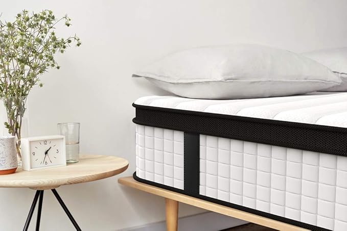 Inofia Queen Mattress, 12 Inch Hybrid Innerspring Double Mattress Cool Bed with Breathable Soft Knitted Fabric Cover, 101 Nights Trial
