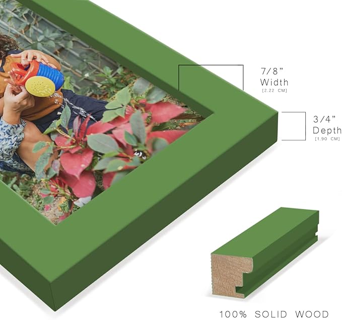Renditions Gallery 4x6 inch Picture Frame High-end Modern Style, Made of Solid Wood and High Definition Glass Ready for Wall and Tabletop Photo Display, Green Frame