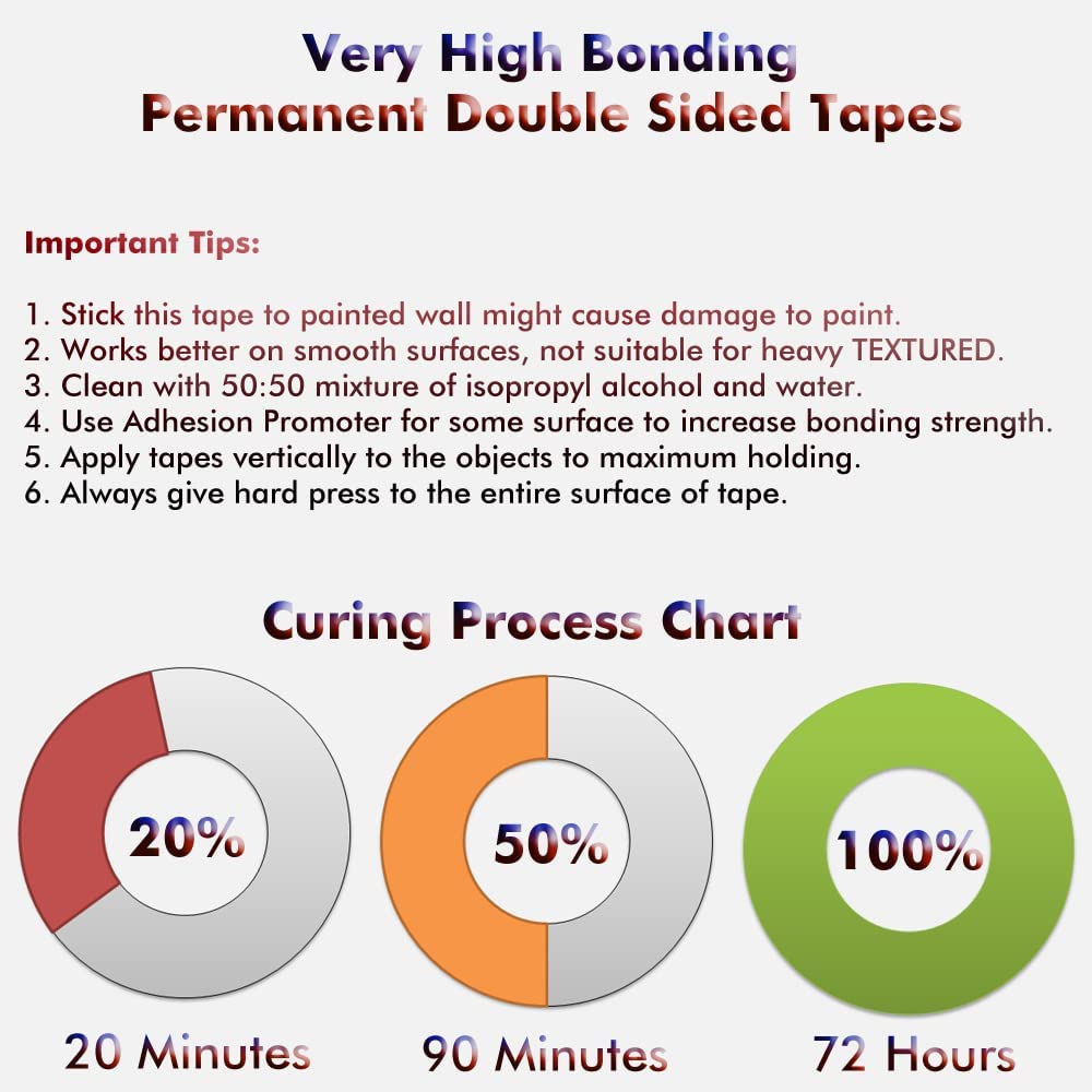 LLPT Double Sided Heavy Duty Mounting Tape, 1/2" x 18Ft, Black