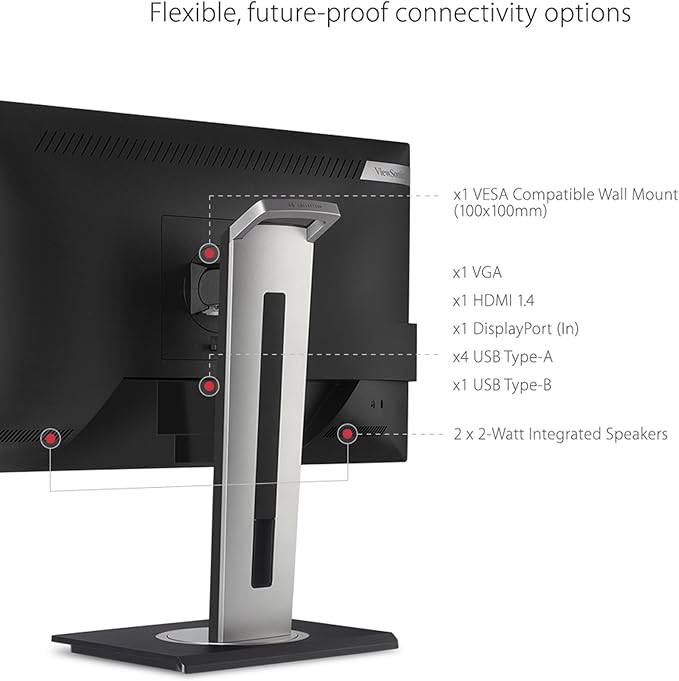 ViewSonic VG2448A 24 Inch IPS 1080p Ergonomic Monitor with Ultra-Thin Bezels, HDMI, DisplayPort, USB, VGA, and 40 Degree Tilt for Home and Office