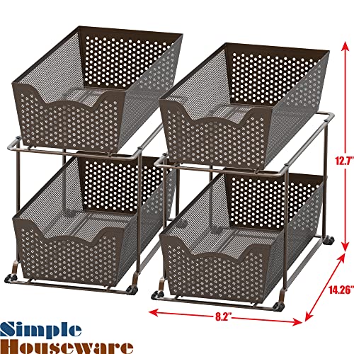 Simple Houseware Cabinet 2 Tier Perforated Basket Drawer, Bronze - 2 Pack - color: Bronze, size: 2-Pack