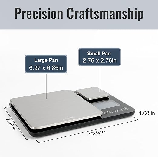 KitchenTour Dual Platform Digital Kitchen Food Scale, 0.001oz/33lb