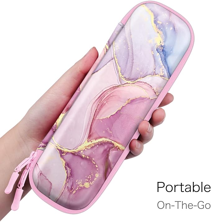 Fintie Holder Case for Apple Pencil Pro, Apple Pencil (USB-C / 1st / 2nd Generation), PU Leather Carrying Bag Sleeve Compatible with Pen, USB Cable, Samsung Stylus, Dreamy Marble