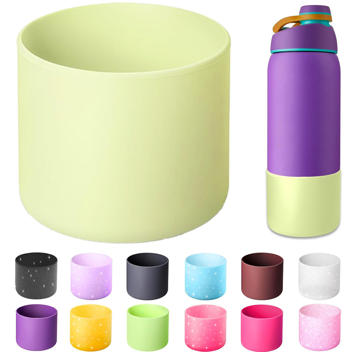 Silicone Water Bottle Boot for Owala 24 oz, Anti-Slip Protective Sleeve for Owala FreeSip, Twist & Flip Stainless Steel Water Bottle, Protective Bottom Base Cover