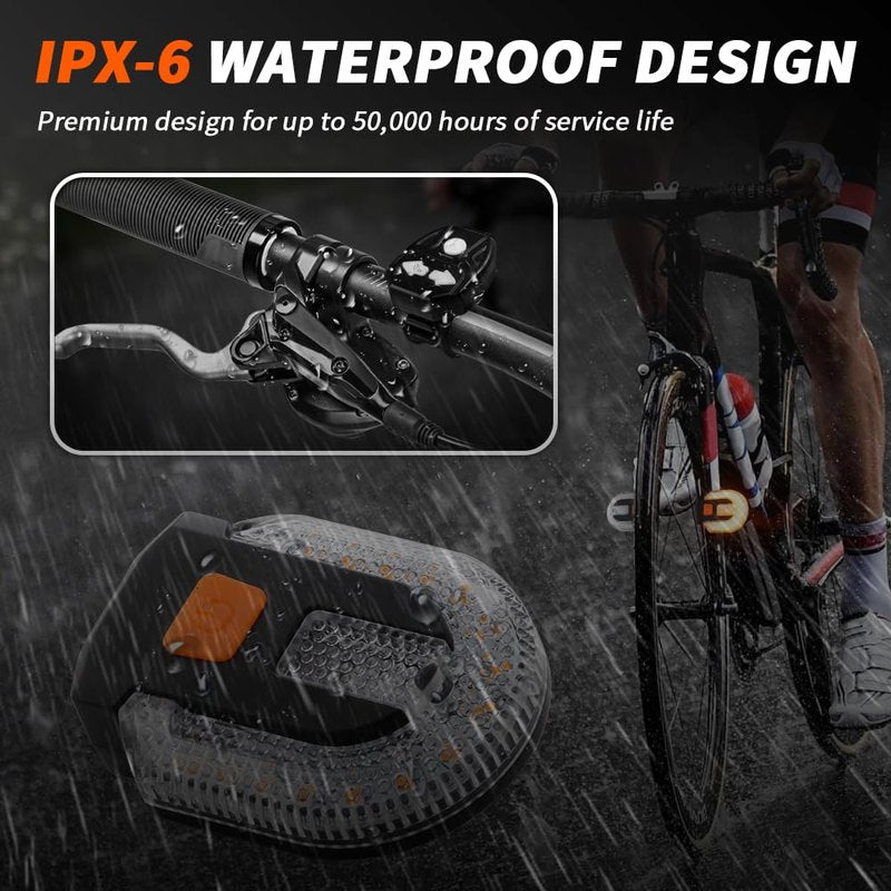 UPXSXT 4Pcs Turn Signals for Bicycles with Alarm, USB Charging Remote Control Split/Integrated Bike Tail Light 5 Modes Waterproof Strobe Bike Rear Lights Can be Mounted on Front and Rear of Bicycle