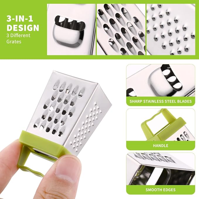 Ciieeo 12 Pack Mini Cheese Grater Stainless Steel Box Grater with Handle Handheld Fruit and Vegetable Cutter Small Kitchen Gadget for Garlic Ginger and Cheese 2.63 X 1.45 X 4.25 in