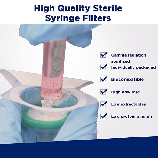 Membrane Solutions 500 Pack Syringe Filter Sterile PES Hydrophilic Filtration