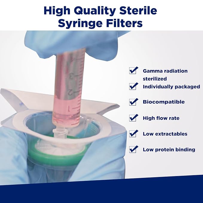 Membrane Solutions 60 Pack Syringe Filter Sterile PES Hydrophilic Filtration