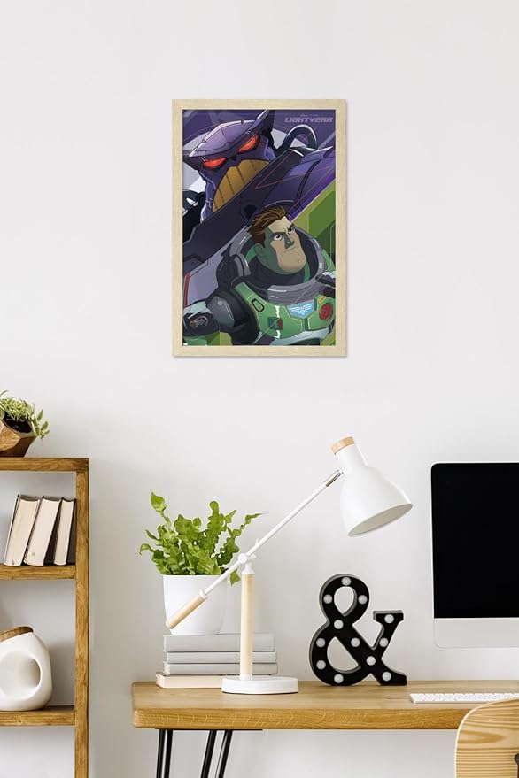 Trends International Disney Pixar Lightyear - Buzz and Zurg Wall Poster, 22.4L x 14.7W, Blonde Framed Version