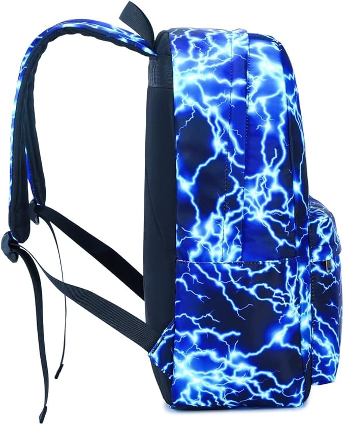 BABUN Backpack for Boys Middle Elementary Set for Kids Bookbag Lightning Laptop School Bags Waterproof With Lunch Box Bag (3-Blue)