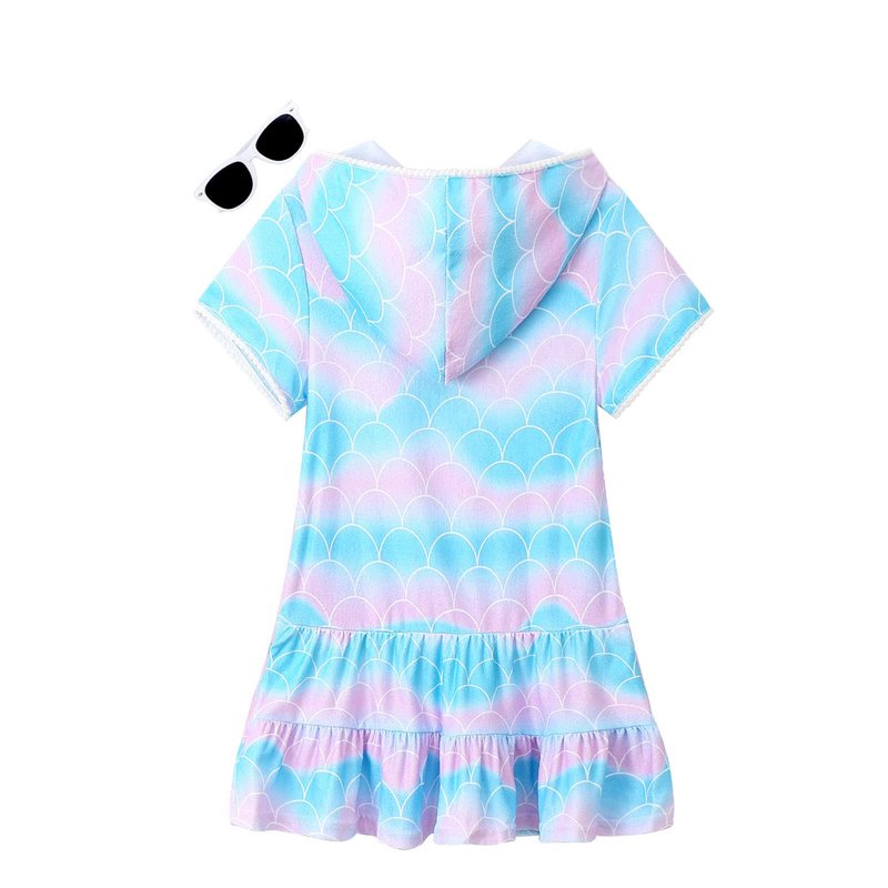 LUCKYGAL Toddler Girls Swim Cover Up Kids Swimsuit Coverup Mermaid Terry Beach Pool Clothes,2t 3t