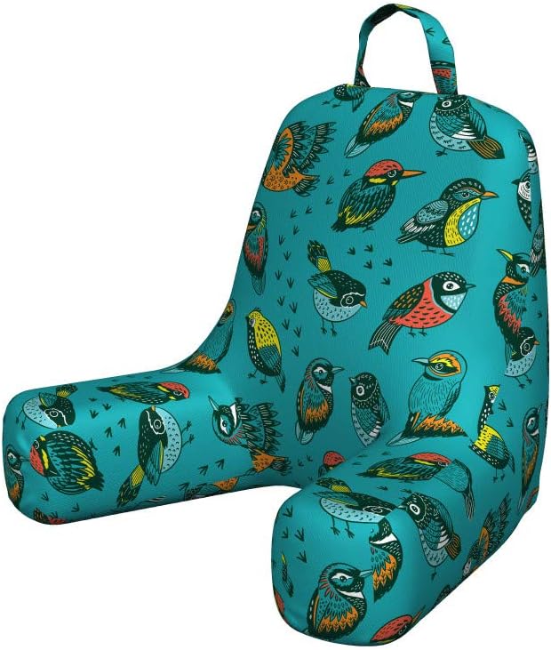 Ambesonne Birds Reading Pillow Cover, Roosting Eastern Sparrow and Flying American Goldfinch with Tiny Bird Foot Prints, Unstuffed Printed Bed Rest Case from Soft Fabric, Small, Multicolor