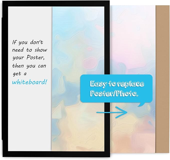 Black Hidden Board, Enclosed Whiteboard with Wooden Frame, 20x30in Poster Frame and Functional Whiteboard for Office, Home(Poster Not Included)