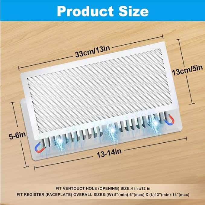 4-Pack 5"x13" White Powerful Magnetic Vent Covers