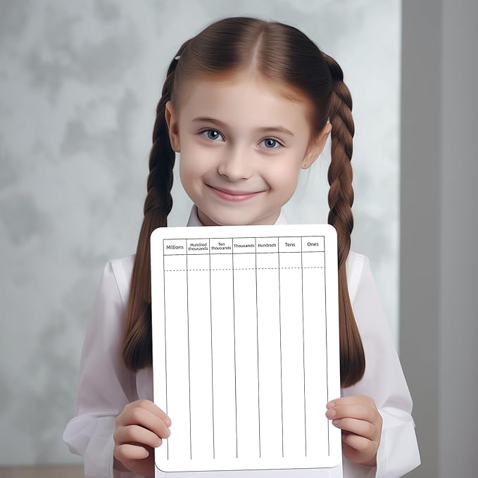 Math Manipulatives White Board for Students - Small White Board Dry Erase - Ideal for Classroom and Home Use - Long Division Double-Sided Dry Erase Board - 9x12 Inches