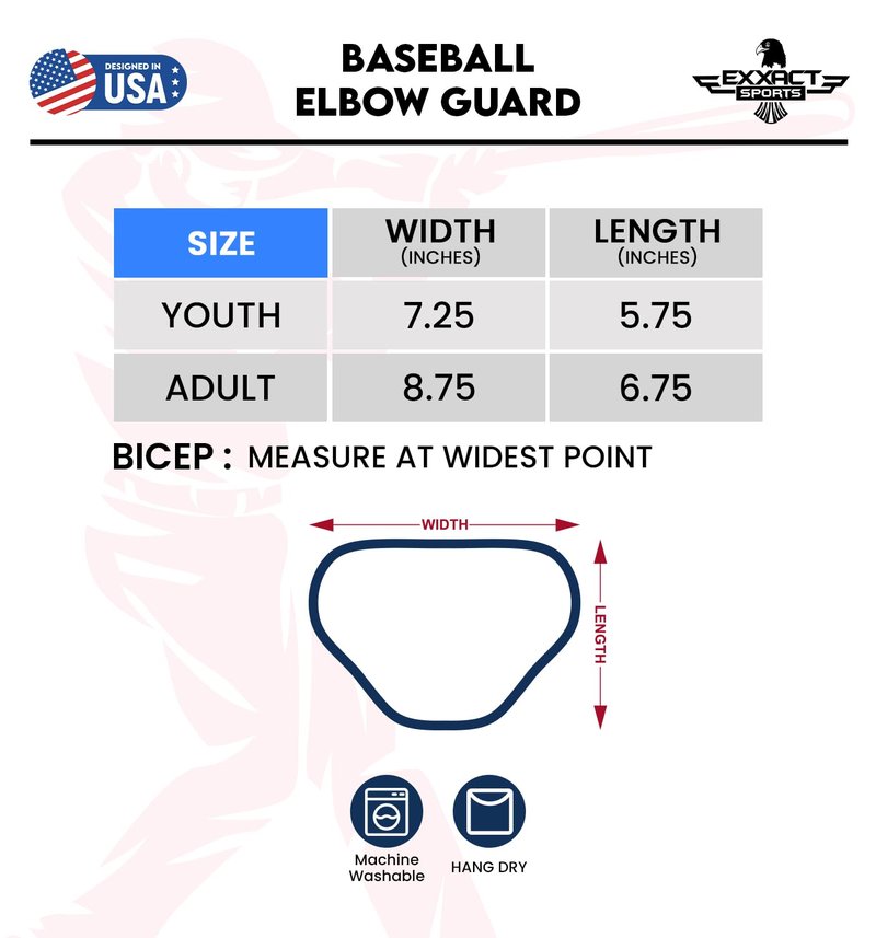 Exxact Sports Baseball Elbow Guard Youth & Adult, Flexible Batters Softball Elbow Guard Baseball with Adjustable Strap