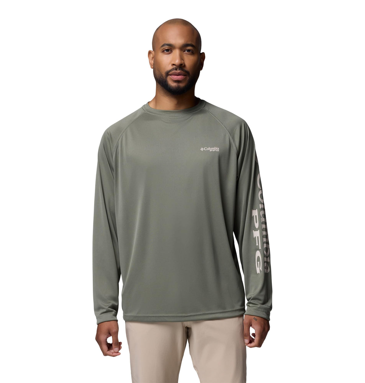 Columbia Men's PFG Terminal Tackle Long Sleeve Fishing Shirt, Cypress/Dark Stone Logo, Medium