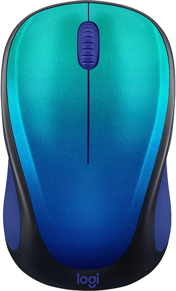 Logitech Designer Collection Limited Edition Wireless Compact Mouse with Colorful Designs, 1000 DPI Optical 3-Buttons Mouse, Blue Aurora 910-006118 (Renewed)