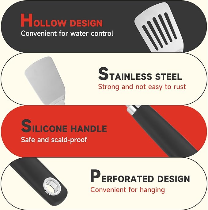 2 Pcs Stainless Steel Spatulas Set,14.9 Silver Slotted Turner, Solid Turner, Kitchen Cooking Utensils Set, High Heat Resistant, Grilling Frying Serving Food, Easy to Clean