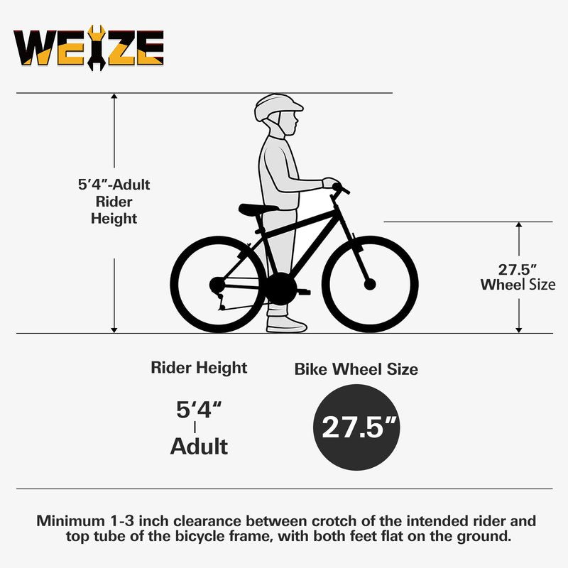 WEIZE Mountain Bike, 27.5 inch Outdoor Cycling Bike, 18-Speed/High-Carbon Steel/Dual Full Suspension, Adjustable Ergonomic Seat for Men Women Adult, MTB Bicycle with Suspension Fork, Matte Black