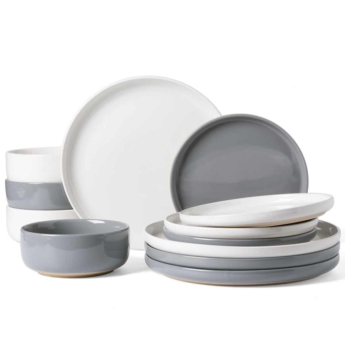 Famiware Milkyway 16-Piece Dinnerware Set with Mugs, Dark Gray