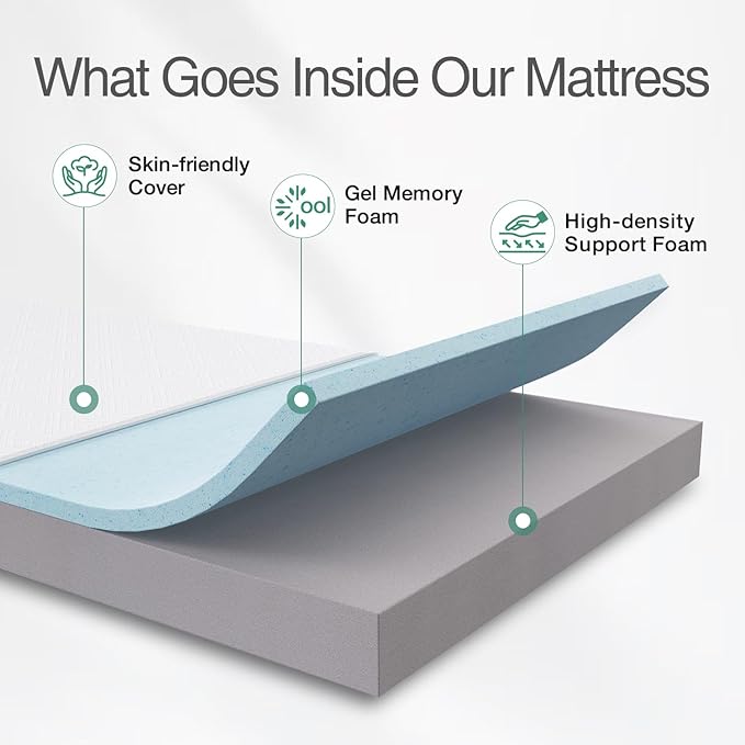 Novilla Twin Mattress 6 Inch, Gel Twin Memory Foam Mattressess in a Box for Supportive & Pressure Relief & Cooling Night Sleep, CertiPUR-US Certified