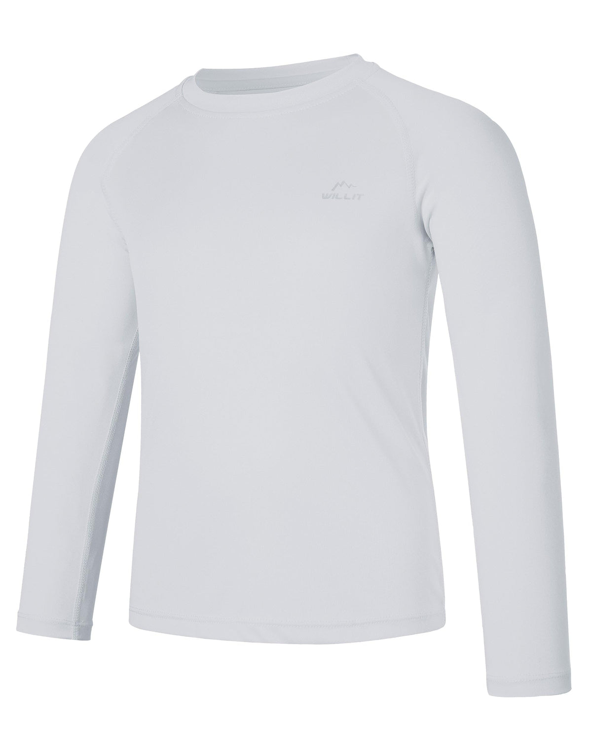 Willit Boy's UPF 50+ Sun Protection Shirt Long Sleeve Rash Guard Swim Shirts Youth SPF Fishing Quick Dry Shirt White L