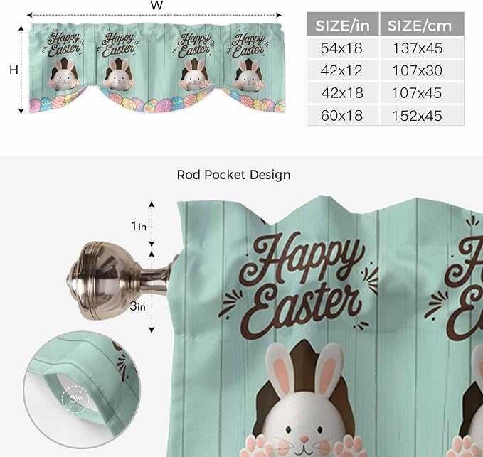 Green Easter Tie Up Valance Curtains
