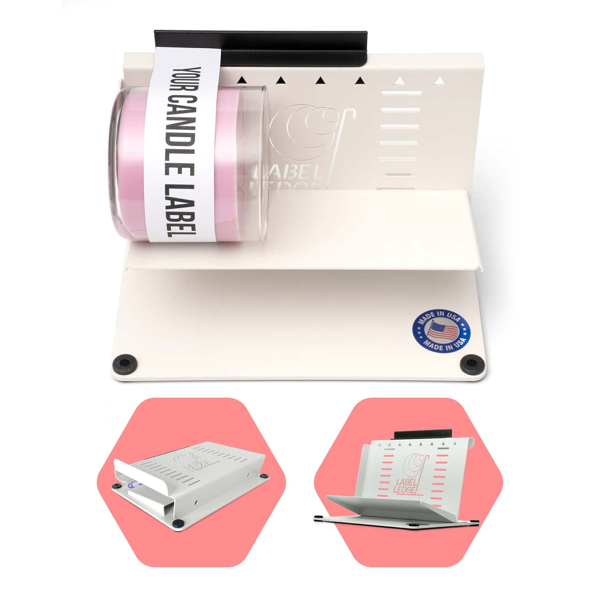 The Label Ledge – Original Patented Candle Label Applicator Tool (Made in USA) | Precise Label Placement Tool for Jars, Bottles & Candle Vessels
