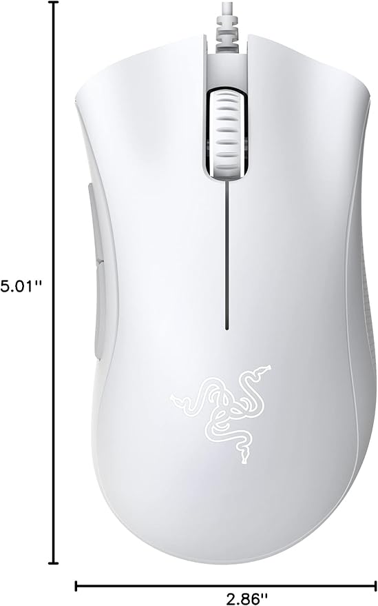 Razer DeathAdder Essential Gaming Mouse: 6400 DPI Optical Sensor - 5 Programmable Buttons - Mechanical Switches - Rubber Side Grips - Mercury White,(Pack of 10)