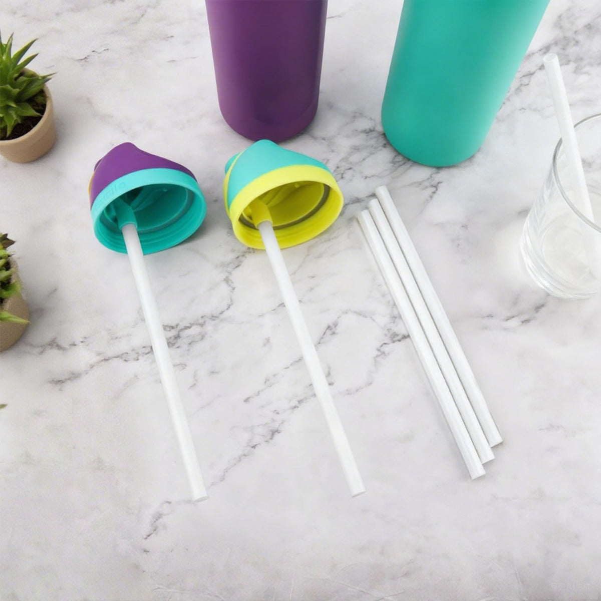 Replacement Straw for Owala Water Bottle 24 oz 32 oz, 6PCS Reusable Plastic Straws Compatible With Owala Water Bottle，BPA-FREE Straws and 1 Cleaner Brush White