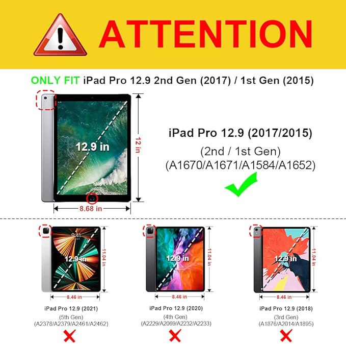 Fintie Multi-Angle Case, 2017/2015 iPad Pro 12.9 inch (Old Model) 1st & 2nd Gen Case - [Corner Protection] Folio Stand Cover with Pencil Holder & Pocket, Auto Wake/Sleep, Lilac Marble